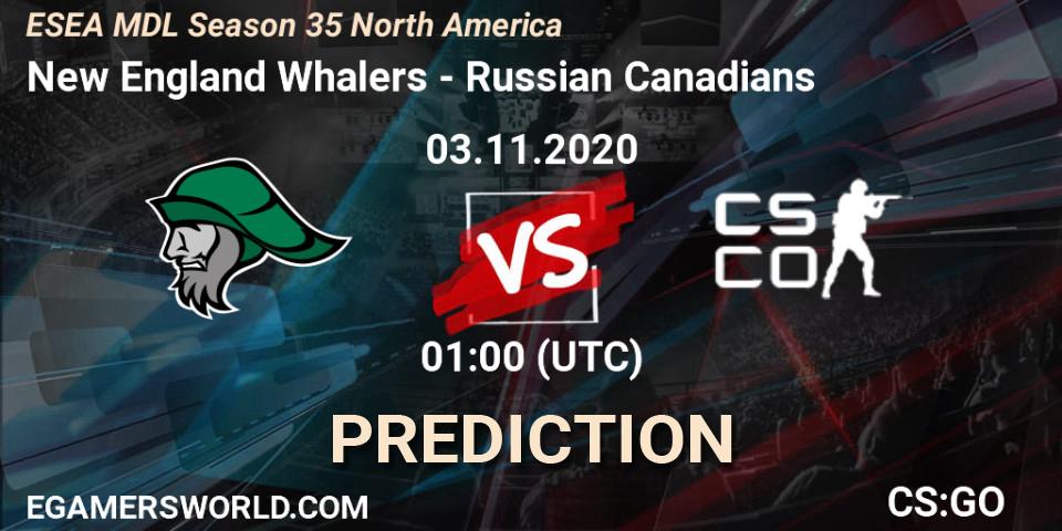 Prognoza New England Whalers - Russian Canadians. 03.11.2020 at 01:00, Counter-Strike (CS2), ESEA MDL Season 35 North America