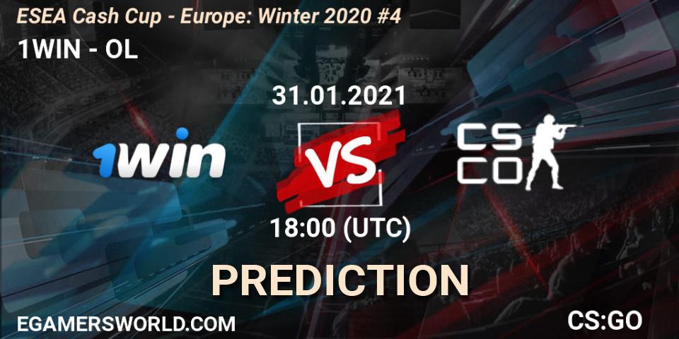 Prognoza 1WIN - OL. 31.01.2021 at 18:00, Counter-Strike (CS2), ESEA Cash Cup - Europe: Winter 2020 #4
