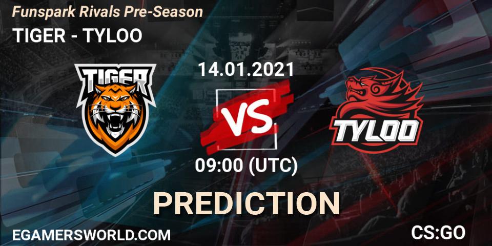 Prognoza TIGER - TYLOO. 14.01.2021 at 09:00, Counter-Strike (CS2), Funspark Rivals Pre-Season