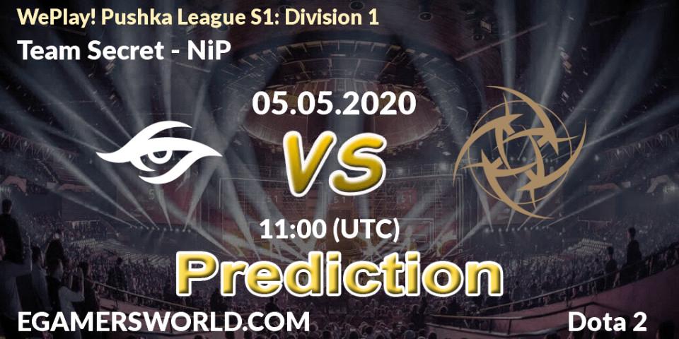Prognoza Team Secret - NiP. 05.05.2020 at 11:01, Dota 2, WePlay! Pushka League S1: Division 1