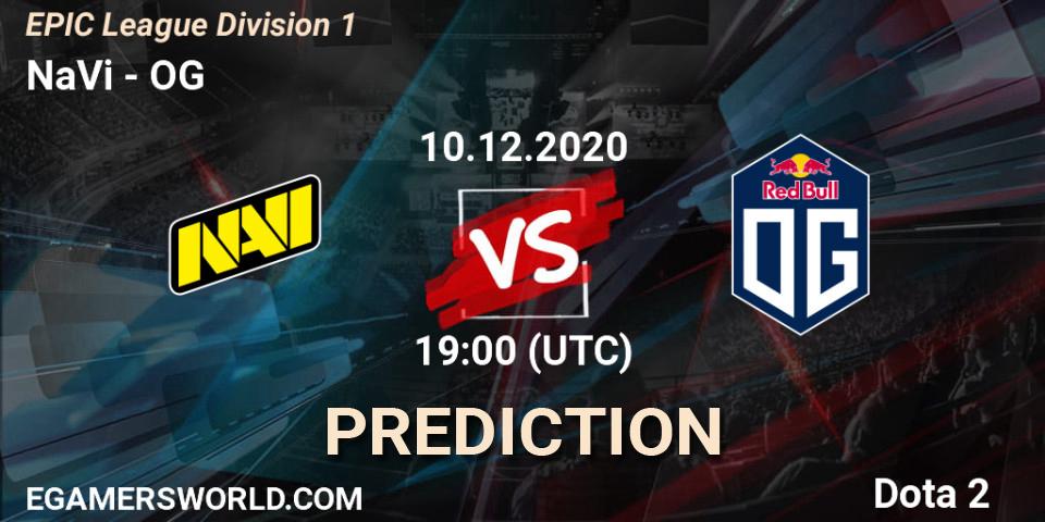 Prognoza NaVi - OG. 10.12.2020 at 19:00, Dota 2, EPIC League Division 1