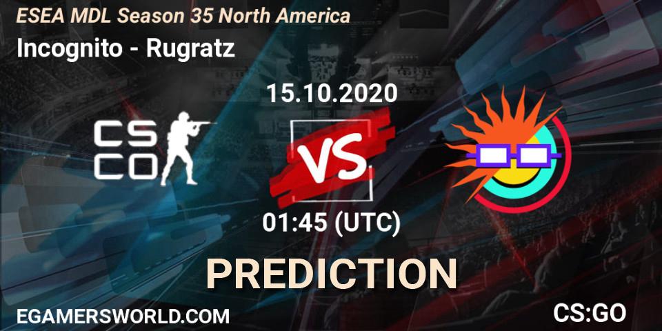 Prognoza Incognito - Rugratz. 21.10.2020 at 23:15, Counter-Strike (CS2), ESEA MDL Season 35 North America