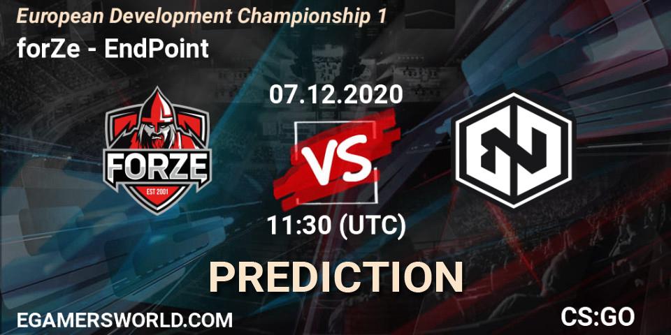 Prognoza forZe - EndPoint. 07.12.2020 at 11:30, Counter-Strike (CS2), European Development Championship 1