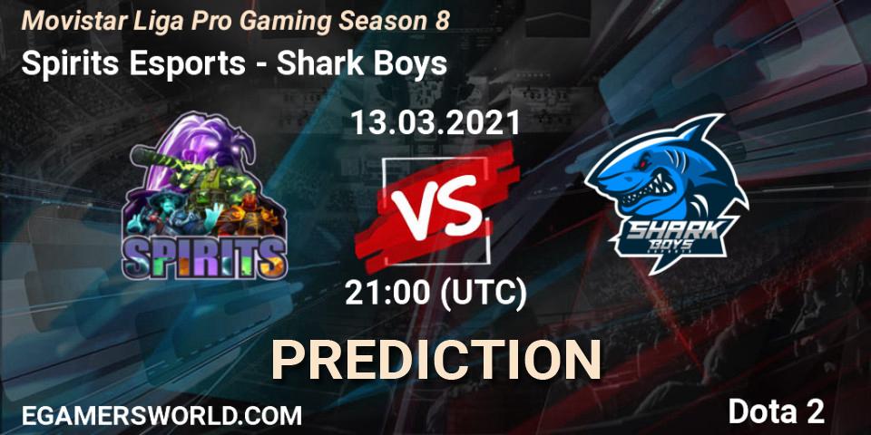 Prognoza Spirits Esports - Shark Boys. 13.03.2021 at 21:02, Dota 2, Movistar Liga Pro Gaming Season 8