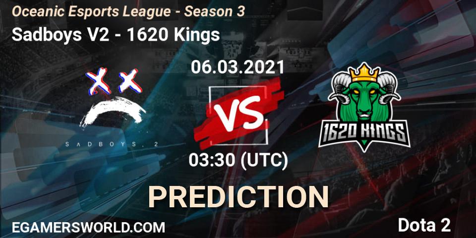Prognoza Sadboys V2 - 1620 Kings. 06.03.2021 at 03:30, Dota 2, Oceanic Esports League - Season 3