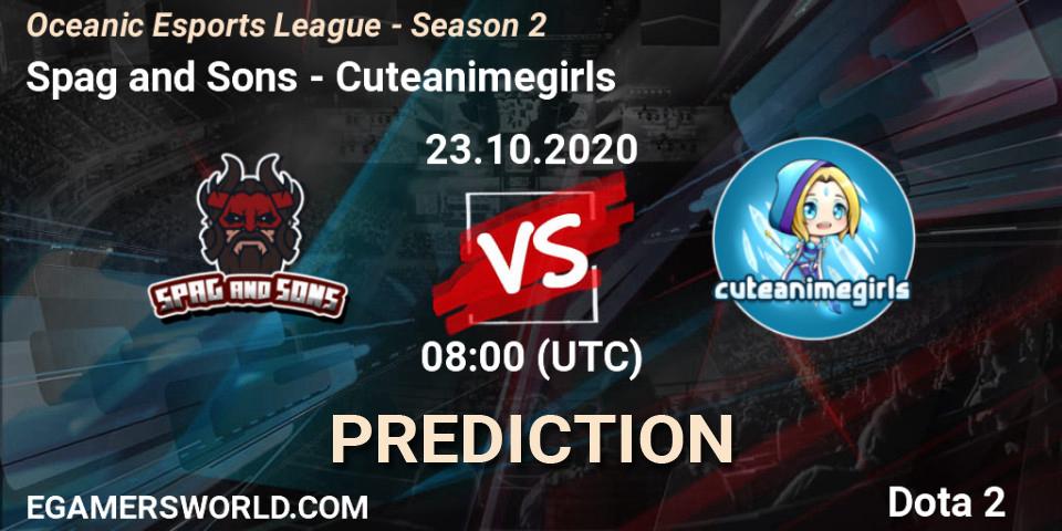 Prognoza Spag and Sons - Cuteanimegirls. 23.10.2020 at 08:01, Dota 2, Oceanic Esports League - Season 2