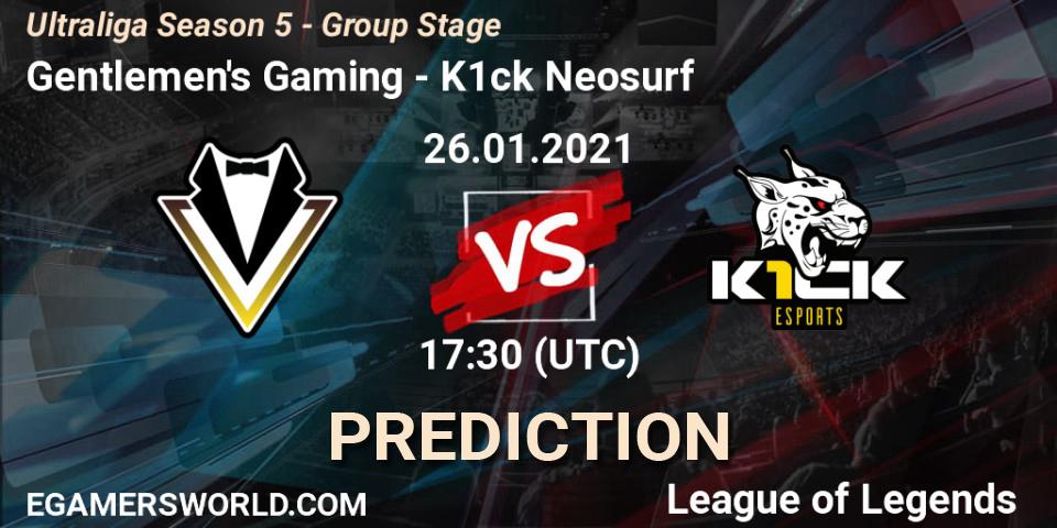 Prognoza Gentlemen's Gaming - K1ck Neosurf. 26.01.2021 at 17:30, LoL, Ultraliga Season 5 - Group Stage