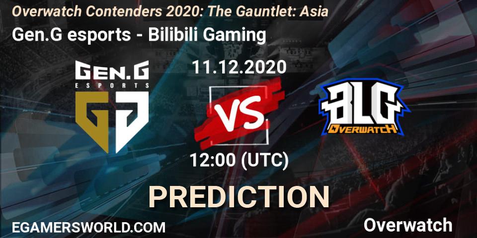 Prognoza Gen.G esports - Bilibili Gaming. 14.12.20, Overwatch, Overwatch Contenders 2020: The Gauntlet: Asia