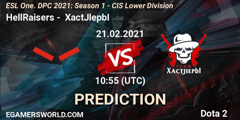 Prognoza HellRaisers - XactJlepbI. 21.02.2021 at 10:56, Dota 2, ESL One. DPC 2021: Season 1 - CIS Lower Division