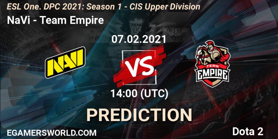 Prognoza NaVi - Team Empire. 07.02.21, Dota 2, ESL One. DPC 2021: Season 1 - CIS Upper Division