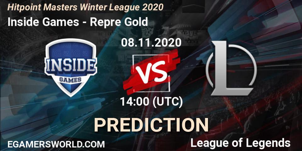 Prognoza Inside Games - Repre Gold. 08.11.2020 at 14:00, LoL, Hitpoint Masters Winter League 2020