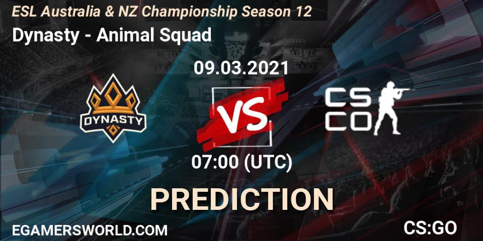 Prognoza Dynasty - Animal Squad. 11.03.2021 at 07:00, Counter-Strike (CS2), ESL Australia & NZ Championship Season 12