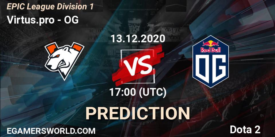 Prognoza Virtus.pro - OG. 13.12.2020 at 17:34, Dota 2, EPIC League Division 1