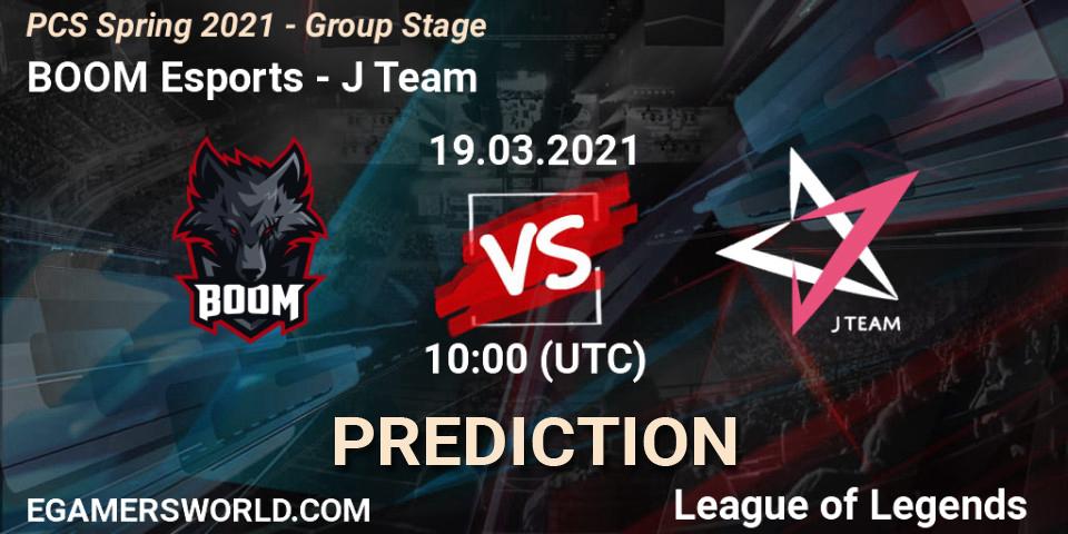 Prognoza BOOM Esports - J Team. 19.03.2021 at 10:00, LoL, PCS Spring 2021 - Group Stage