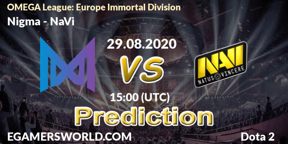 Prognoza Nigma - NaVi. 29.08.2020 at 14:18, Dota 2, OMEGA League: Europe Immortal Division