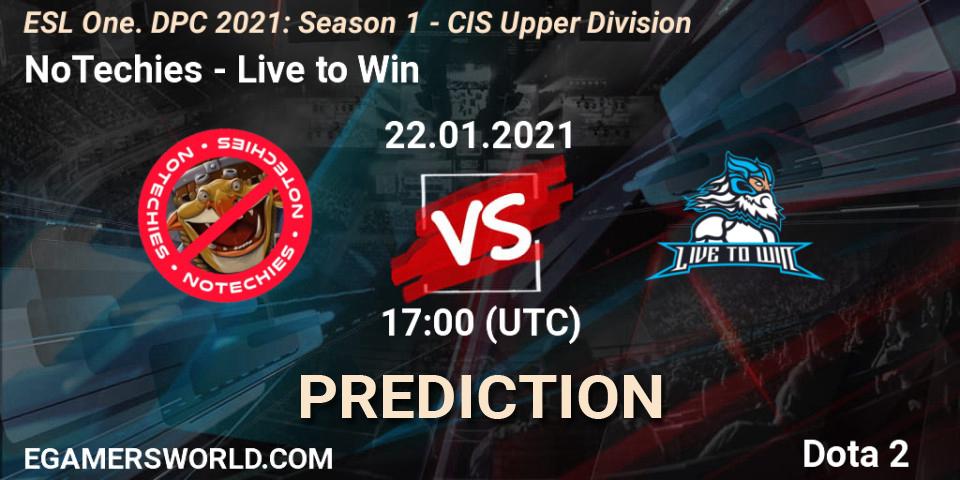 Prognoza NoTechies - Live to Win. 22.01.2021 at 17:34, Dota 2, ESL One. DPC 2021: Season 1 - CIS Upper Division