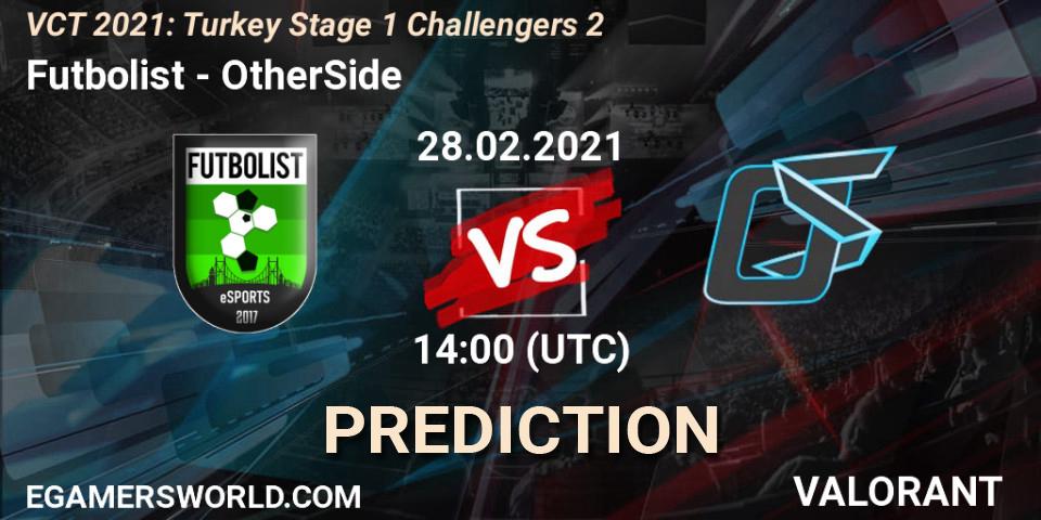 Prognoza Futbolist - OtherSide. 28.02.2021 at 14:00, VALORANT, VCT 2021: Turkey Stage 1 Challengers 2