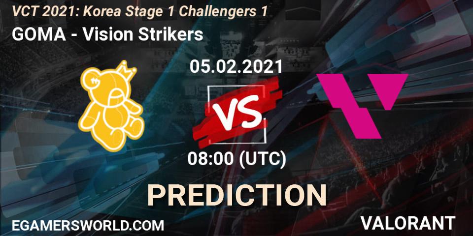 Prognoza GOMA - Vision Strikers. 05.02.2021 at 12:00, VALORANT, VCT 2021: Korea Stage 1 Challengers 1