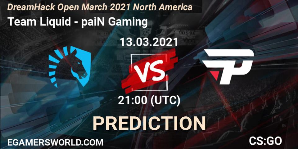 Prognoza Team Liquid - paiN Gaming. 13.03.2021 at 21:00, Counter-Strike (CS2), DreamHack Open March 2021 North America