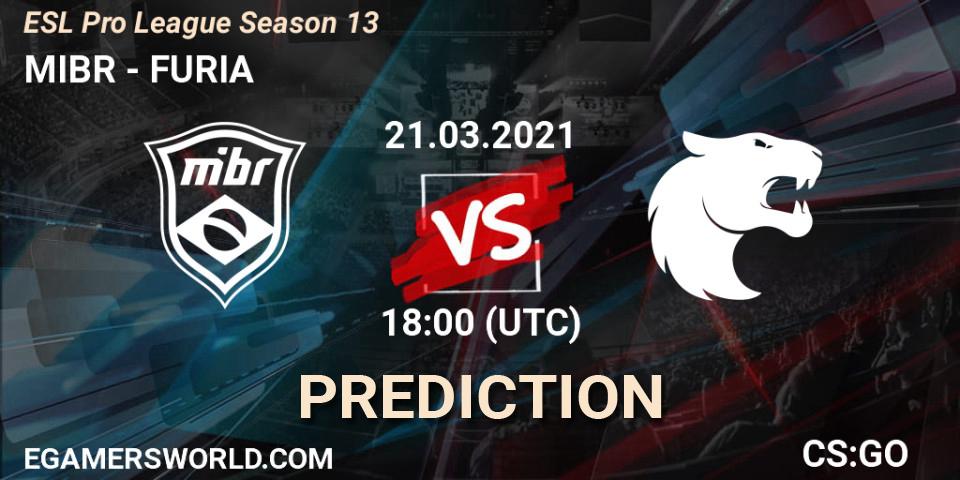 Prognoza MIBR - FURIA. 21.03.2021 at 18:55, Counter-Strike (CS2), ESL Pro League Season 13