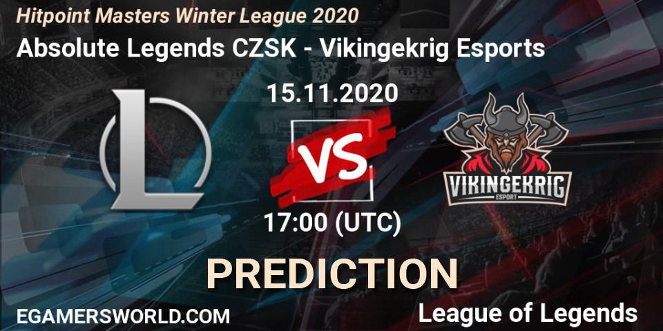 Prognoza Absolute Legends CZSK - Vikingekrig Esports. 15.11.2020 at 17:00, LoL, Hitpoint Masters Winter League 2020