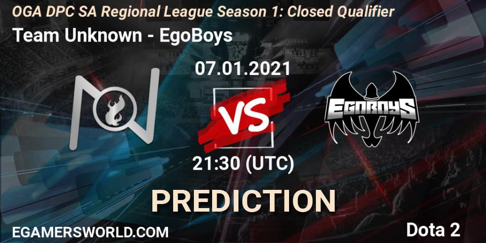 Prognoza Team Unknown - EgoBoys. 07.01.2021 at 21:32, Dota 2, DPC 2021: Season 1 - South America Closed Qualifier