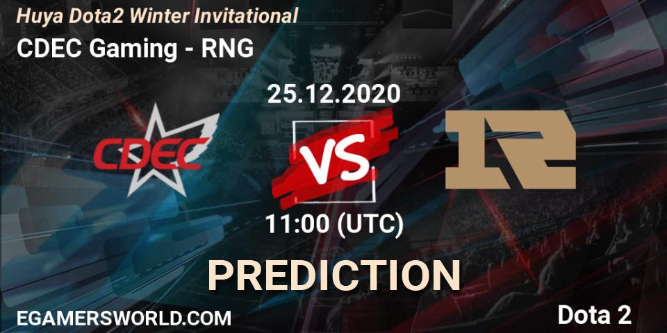 Prognoza CDEC Gaming - RNG. 25.12.2020 at 10:55, Dota 2, Huya Dota2 Winter Invitational