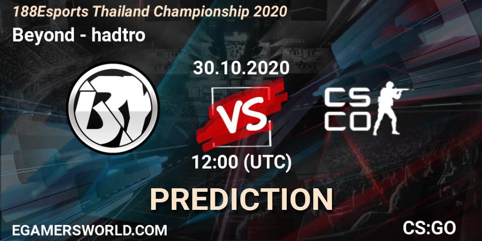 Prognoza Beyond - hadtro. 30.10.20, CS2 (CS:GO), 188Esports Thailand Championship 2020