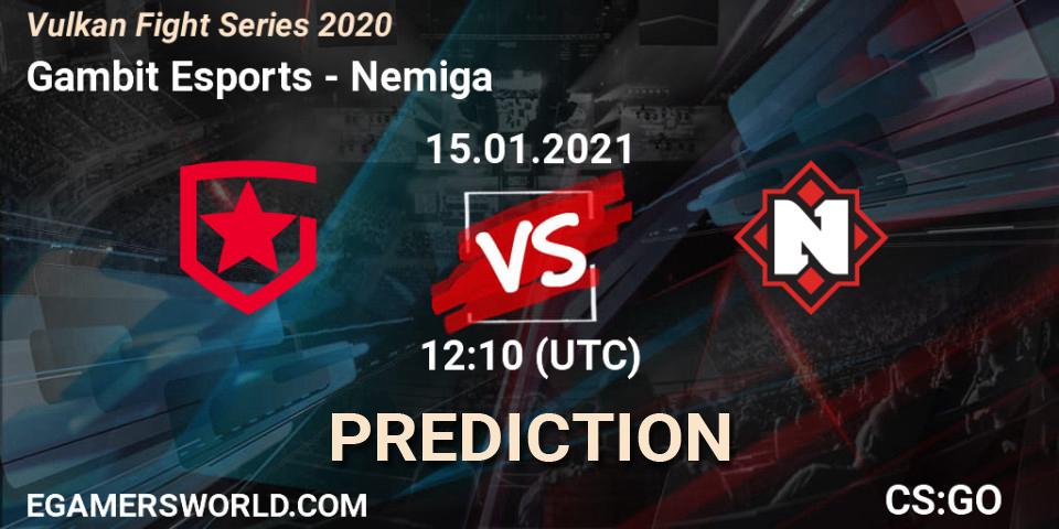 Prognoza Gambit Esports - Nemiga. 15.01.2021 at 12:10, Counter-Strike (CS2), Vulkan Fight Series 2020