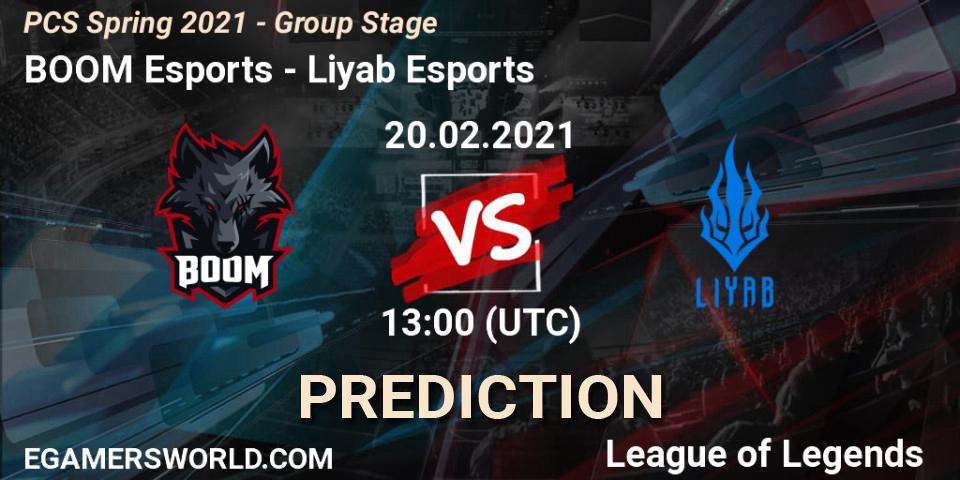 Prognoza BOOM Esports - Liyab Esports. 20.02.2021 at 13:00, LoL, PCS Spring 2021 - Group Stage