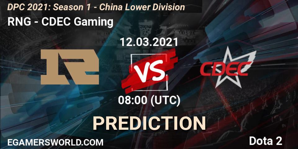 Prognoza RNG - CDEC Gaming. 12.03.2021 at 08:01, Dota 2, DPC 2021: Season 1 - China Lower Division