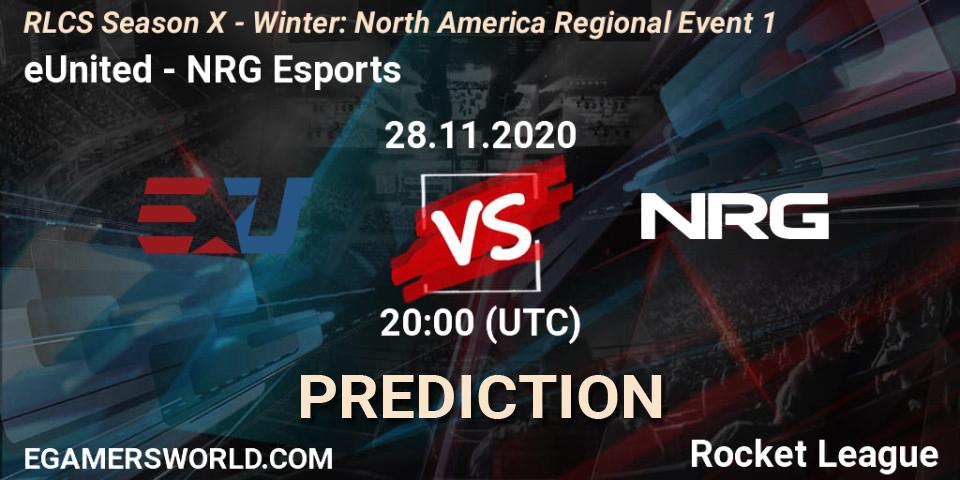 Prognoza eUnited - NRG Esports. 28.11.2020 at 20:00, Rocket League, RLCS Season X - Winter: North America Regional Event 1