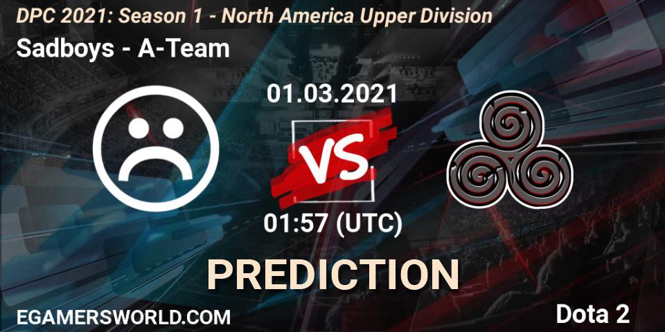 Prognoza Sadboys - A-Team. 01.03.2021 at 01:57, Dota 2, DPC 2021: Season 1 - North America Upper Division