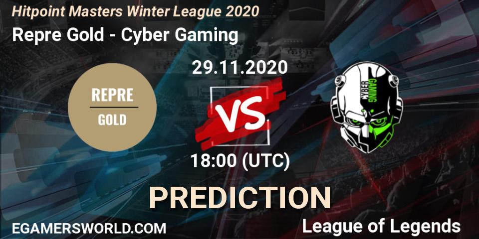 Prognoza Repre Gold - Cyber Gaming. 29.11.2020 at 19:31, LoL, Hitpoint Masters Winter League 2020