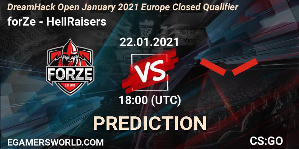 Prognoza forZe - HellRaisers. 22.01.2021 at 18:00, Counter-Strike (CS2), DreamHack Open January 2021 Europe Closed Qualifier