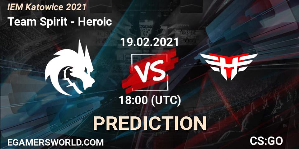 Prognoza Team Spirit - Heroic. 19.02.2021 at 18:00, Counter-Strike (CS2), IEM Katowice 2021