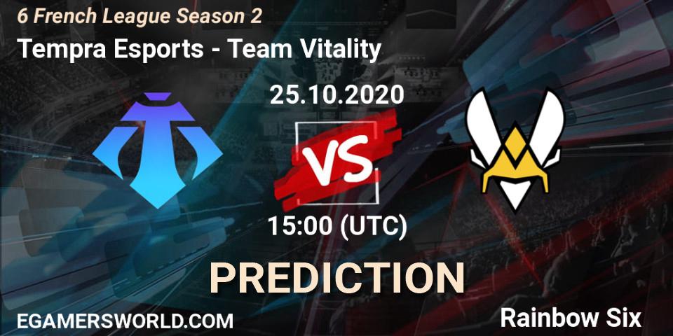Prognoza Tempra Esports - Team Vitality. 25.10.2020 at 15:00, Rainbow Six, 6 French League Season 2 