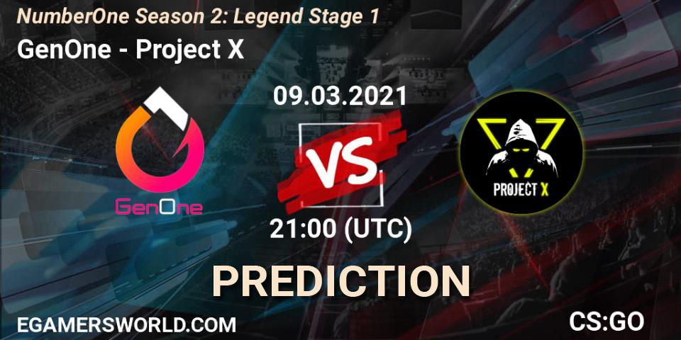Prognoza GenOne - Project X. 09.03.2021 at 21:00, Counter-Strike (CS2), NumberOne Season 2: Legend Stage 1