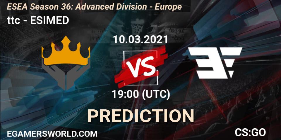 Prognoza ttc - ESIMED. 10.03.2021 at 19:00, Counter-Strike (CS2), ESEA Season 36: Europe - Advanced Division