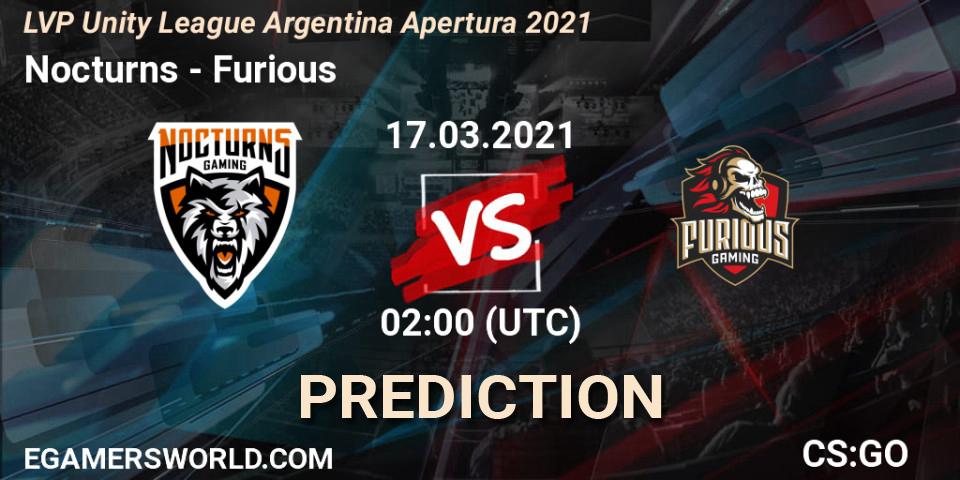 Prognoza Nocturns - Furious. 17.03.2021 at 02:00, Counter-Strike (CS2), LVP Unity League Argentina Apertura 2021