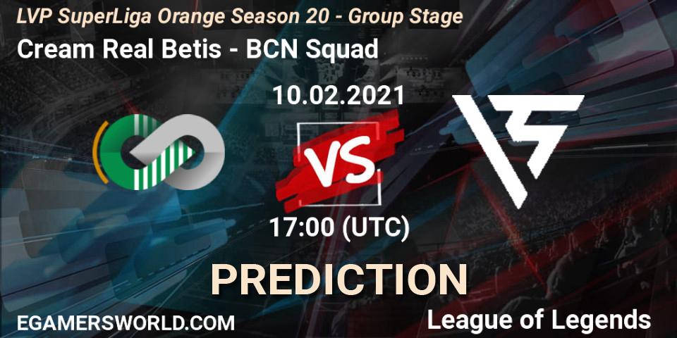 Prognoza Cream Real Betis - BCN Squad. 10.02.2021 at 17:00, LoL, LVP SuperLiga Orange Season 20 - Group Stage