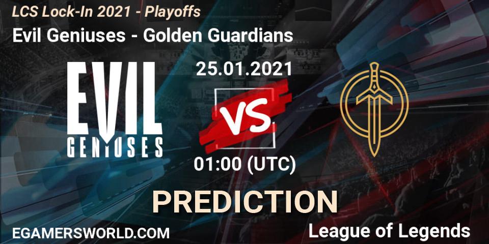 Prognoza Evil Geniuses - Golden Guardians. 24.01.2021 at 20:36, LoL, LCS Lock-In 2021 - Playoffs