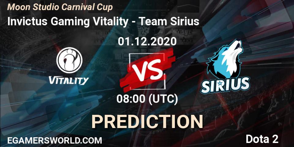 Prognoza Invictus Gaming Vitality - Team Sirius. 01.12.2020 at 08:37, Dota 2, Moon Studio Carnival Cup