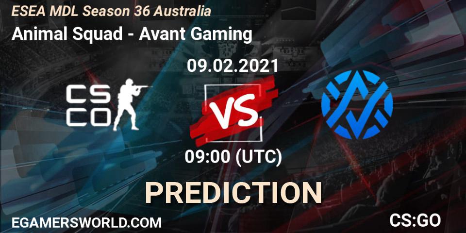 Prognoza Animal Squad - Avant Gaming. 09.02.21, CS2 (CS:GO), MDL ESEA Season 36: Australia - Premier Division