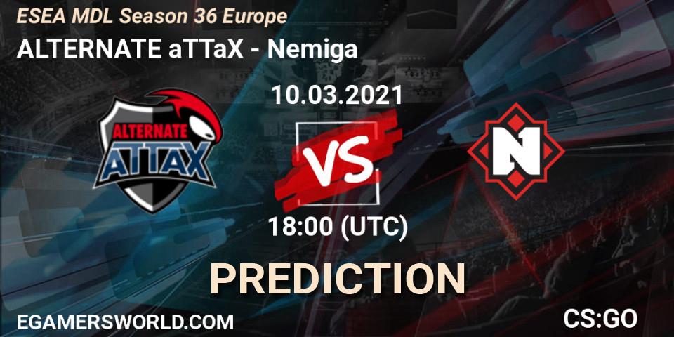 Prognoza ALTERNATE aTTaX - Nemiga. 10.03.2021 at 18:00, Counter-Strike (CS2), MDL ESEA Season 36: Europe - Premier division