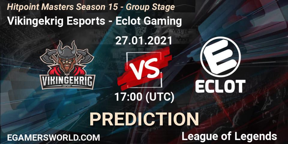 Prognoza Vikingekrig Esports - Eclot Gaming. 27.01.2021 at 17:00, LoL, Hitpoint Masters Season 15 - Group Stage