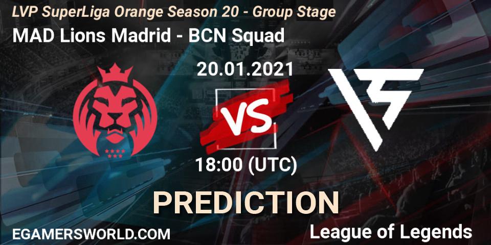 Prognoza MAD Lions Madrid - BCN Squad. 20.01.2021 at 18:00, LoL, LVP SuperLiga Orange Season 20 - Group Stage