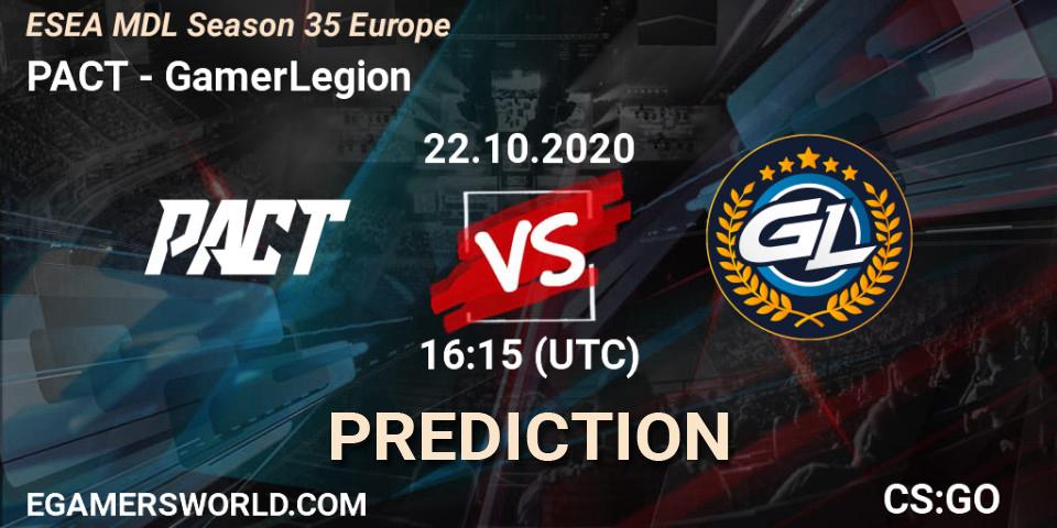 Prognoza PACT - GamerLegion. 22.10.2020 at 16:25, Counter-Strike (CS2), ESEA MDL Season 35 Europe