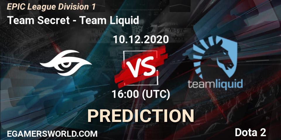Prognoza Team Secret - Team Liquid. 10.12.2020 at 16:00, Dota 2, EPIC League Division 1
