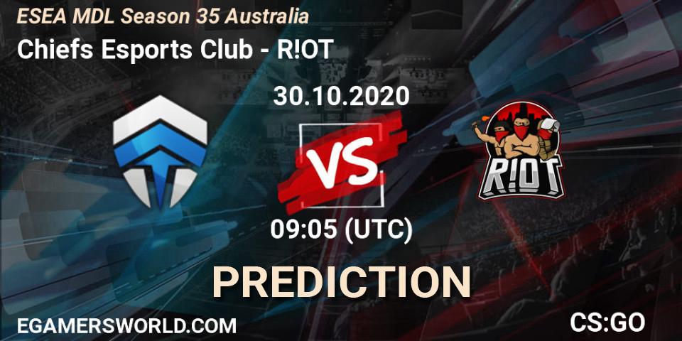 Prognoza Chiefs Esports Club - R!OT. 30.10.2020 at 09:05, Counter-Strike (CS2), ESEA MDL Season 35 Australia